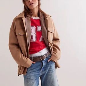 FREE PEOPLE We the Free Lola Shirt Jacket - Camel